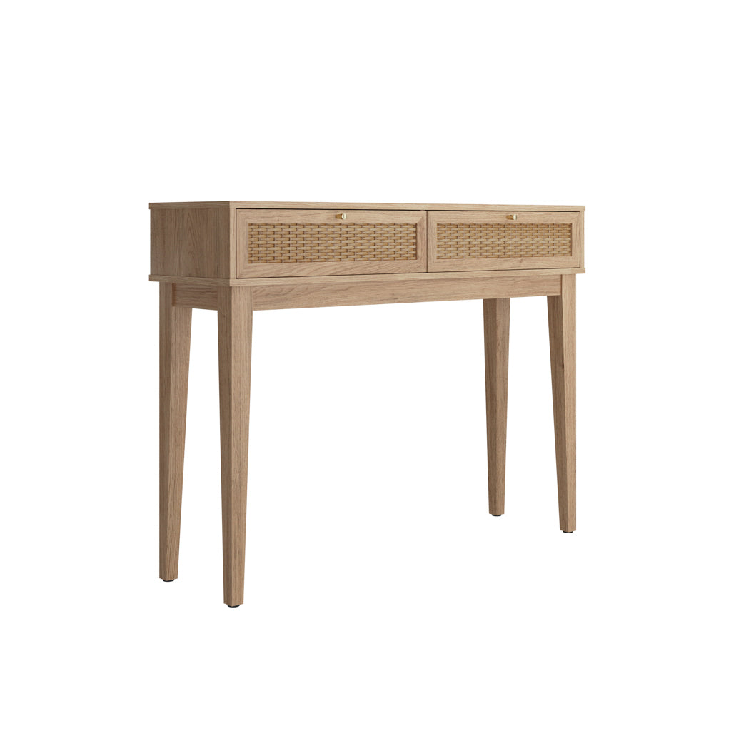 Bordeaux Boho Natural Wood & Rattan Console Table Desk